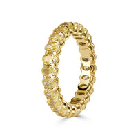 3.79ct Fancy Yellow Oval Cut Diamond Eternity Band in 18k Yellow Gold