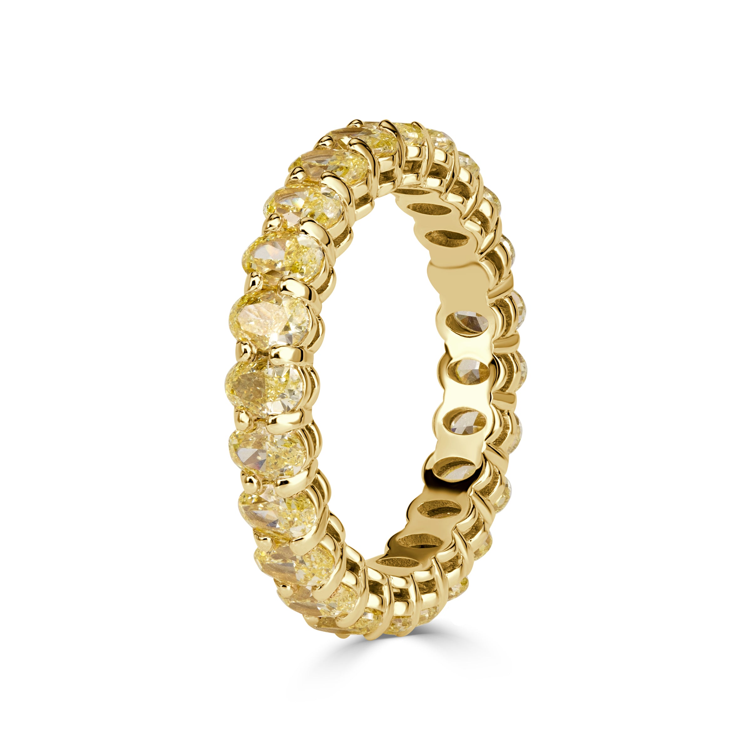 3.79ct Fancy Yellow Oval Cut Diamond Eternity Band in 18k Yellow Gold