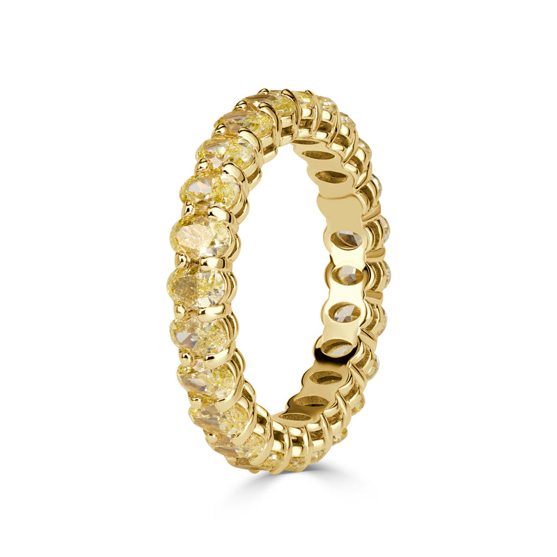 3.79ct Fancy Yellow Oval Cut Diamond Eternity Band in 18k Yellow Gold