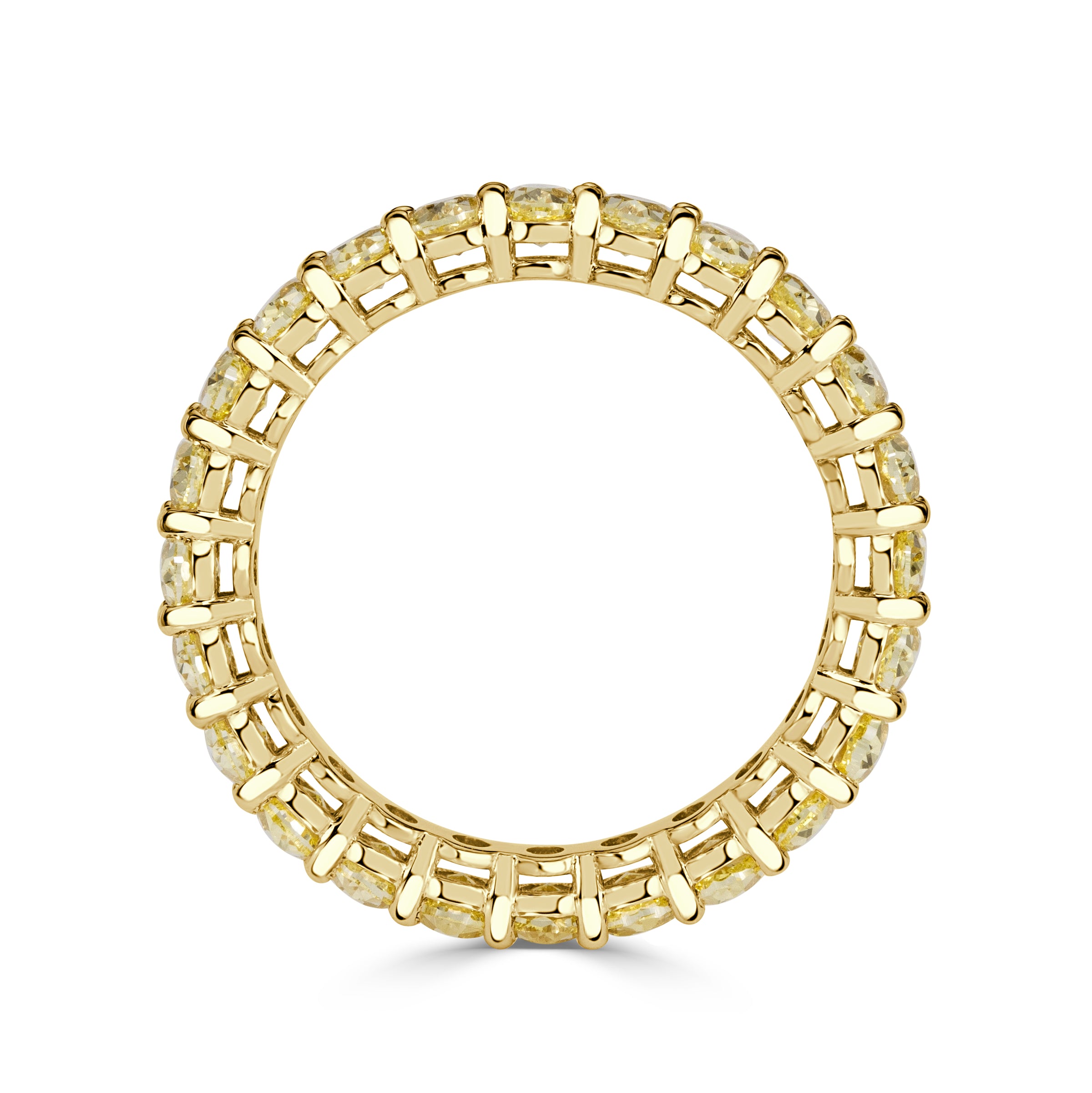3.79ct Fancy Yellow Oval Cut Diamond Eternity Band in 18k Yellow Gold