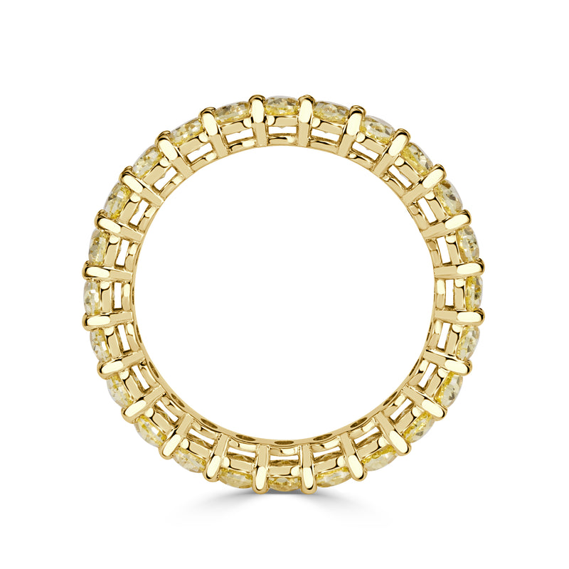3.79ct Fancy Yellow Oval Cut Diamond Eternity Band in 18k Yellow Gold