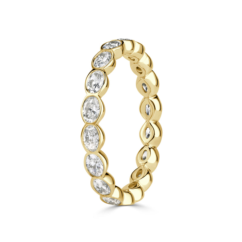 1.45ct Oval Cut Diamond Bezel Eternity Band in 18K Yellow Gold