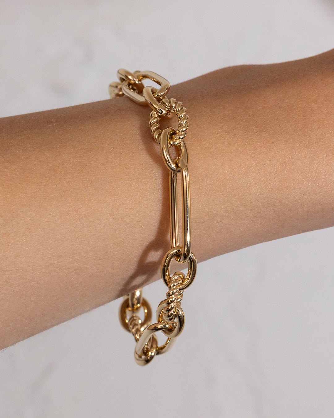 Large Twisted Rope Mixed Link Chain Bracelet