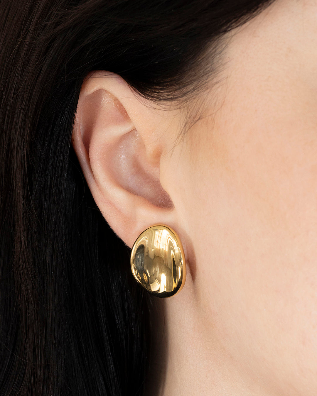 Sculptural Oval Stud Earrings