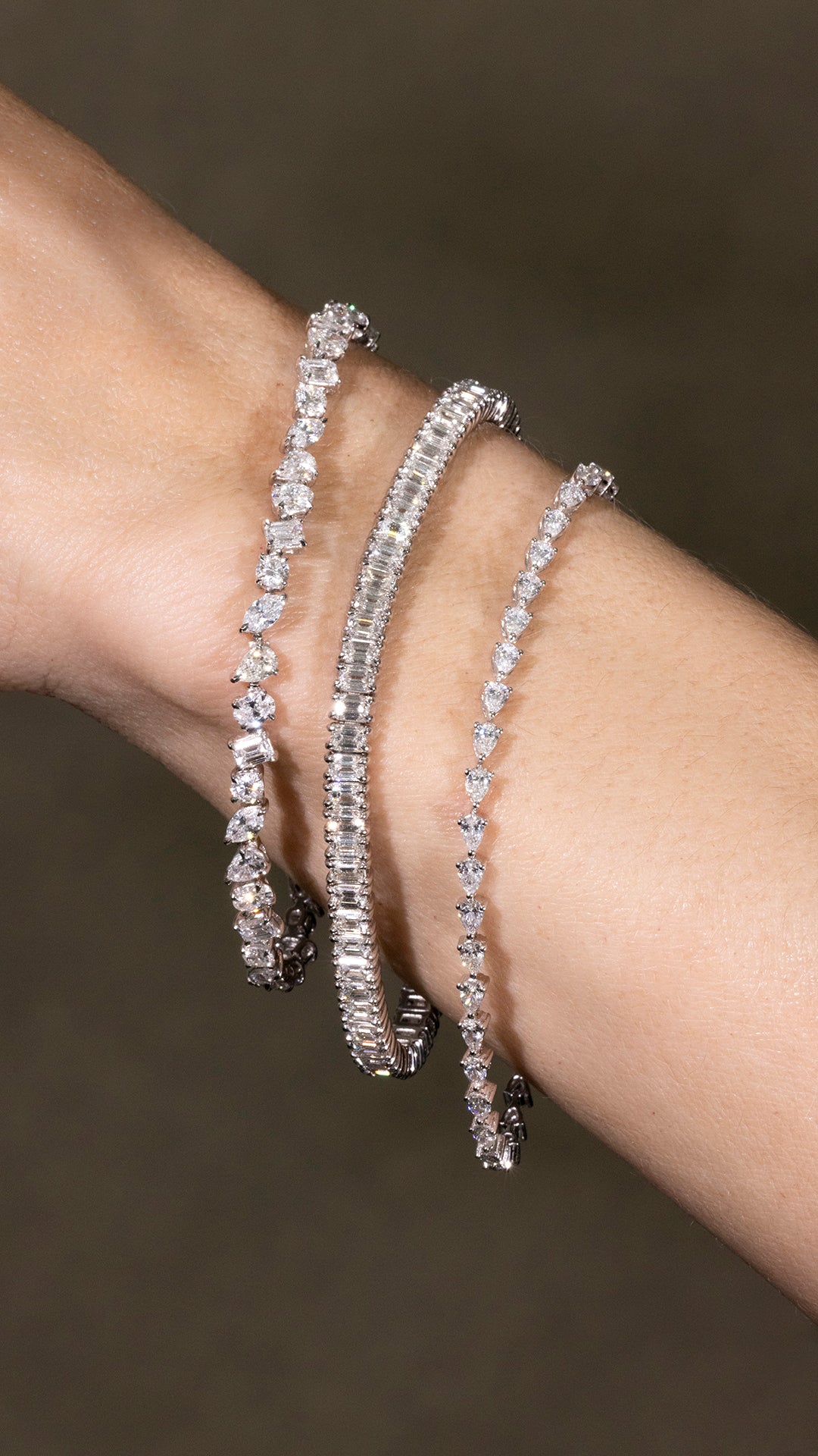 Fancy Shape Diamond Tennis Bracelet in 18k White Gold