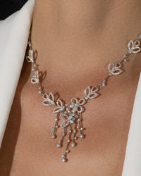 6.11ct Fancy Round Brilliant Cut Diamond Necklace in 18k White Gold