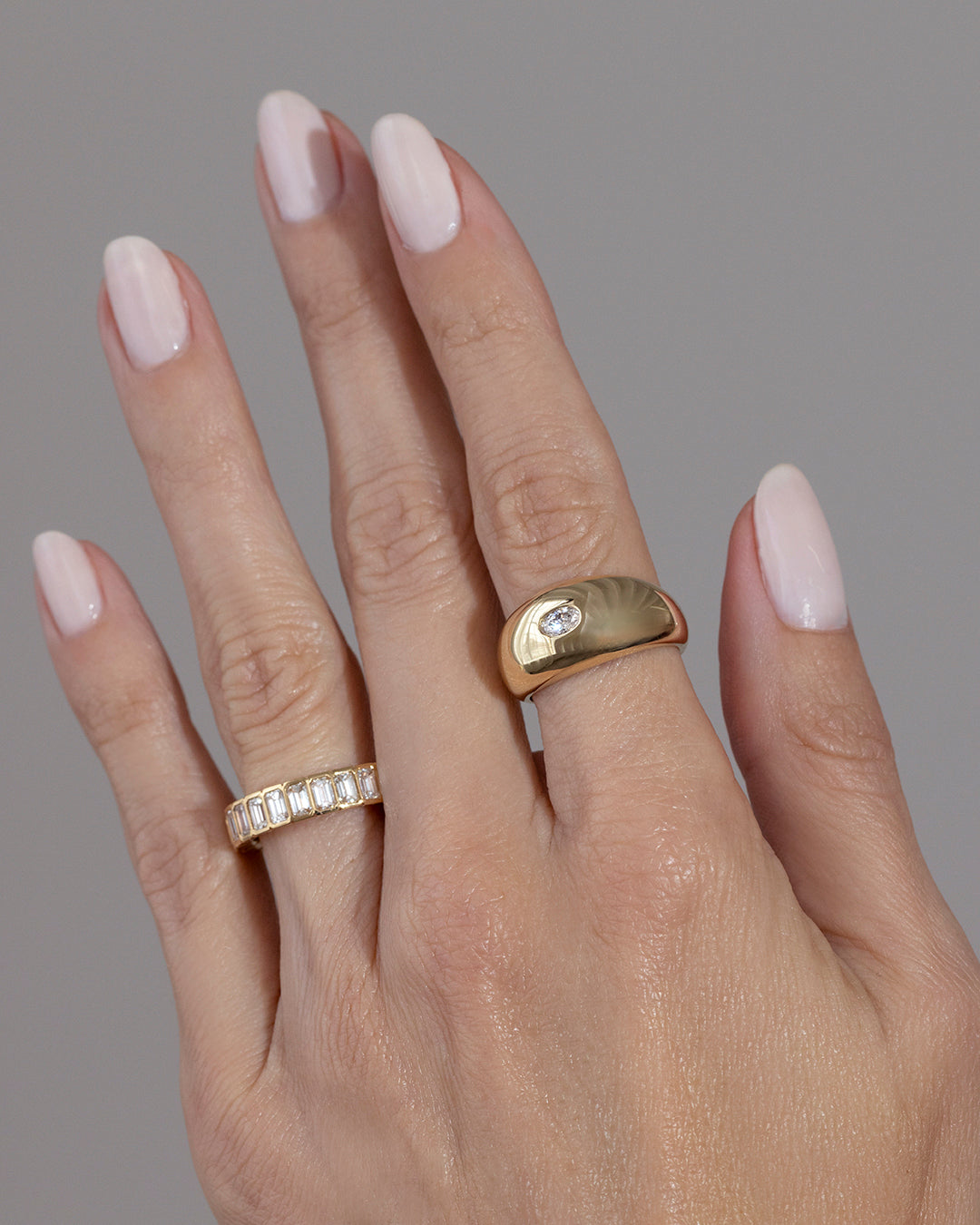 3.36ct Emerald Cut Diamond Eternity Band in 18k Champagne Yellow Gold