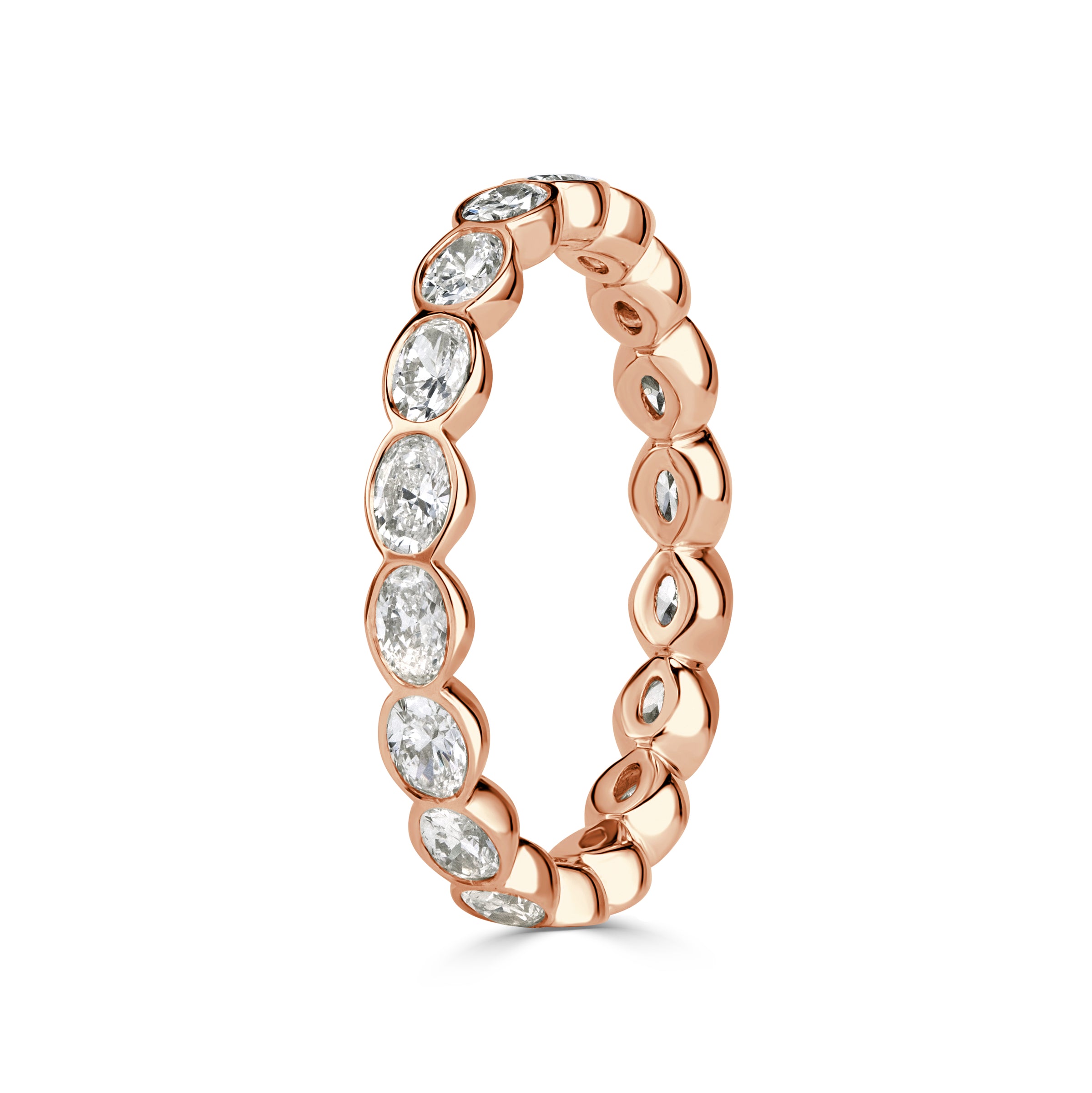 1.45ct Oval Cut Diamond Bezel Eternity Band in 18K Rose Gold