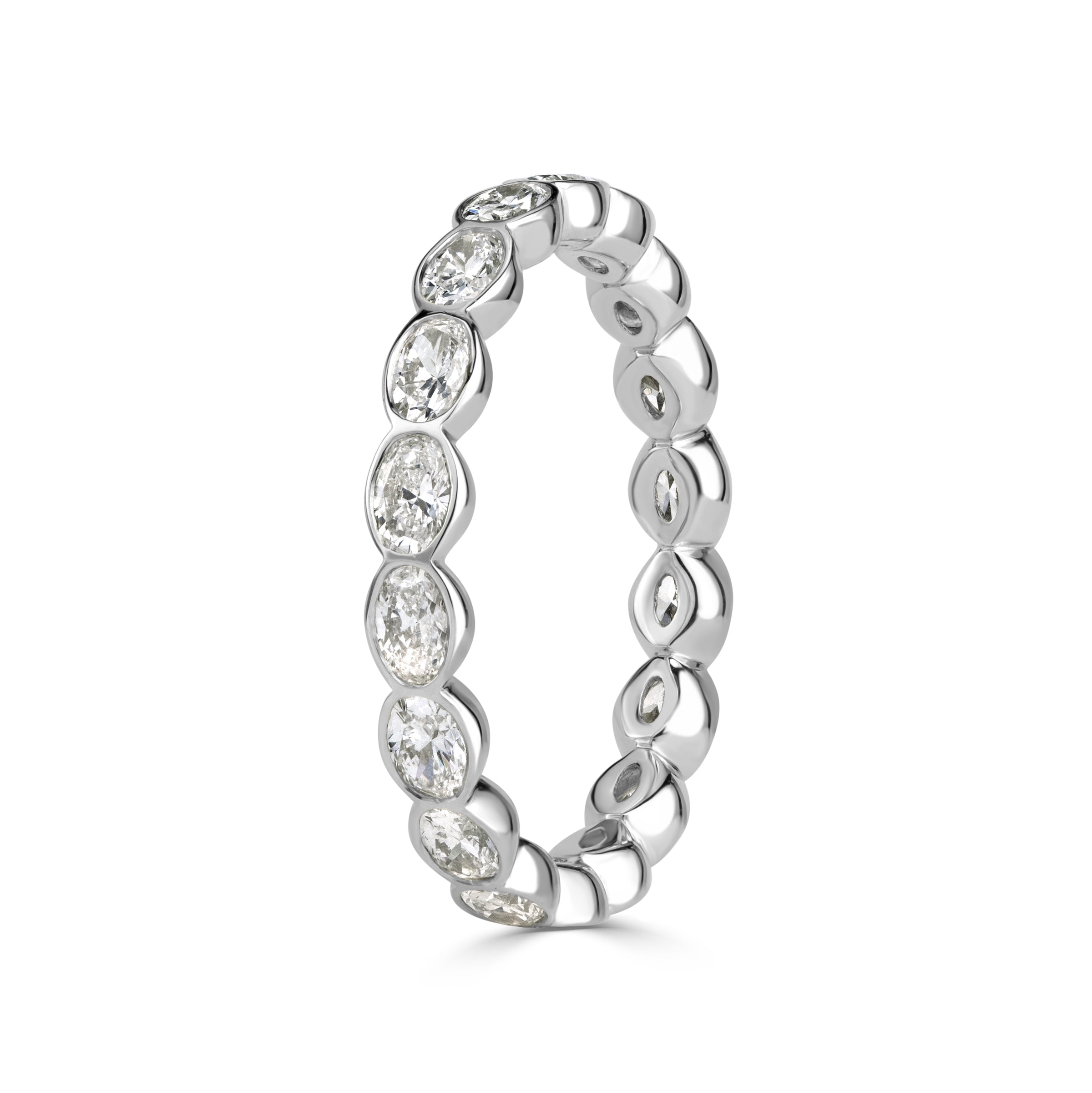 1.45ct Oval Cut Diamond Bezel Eternity Band in 18K White Gold