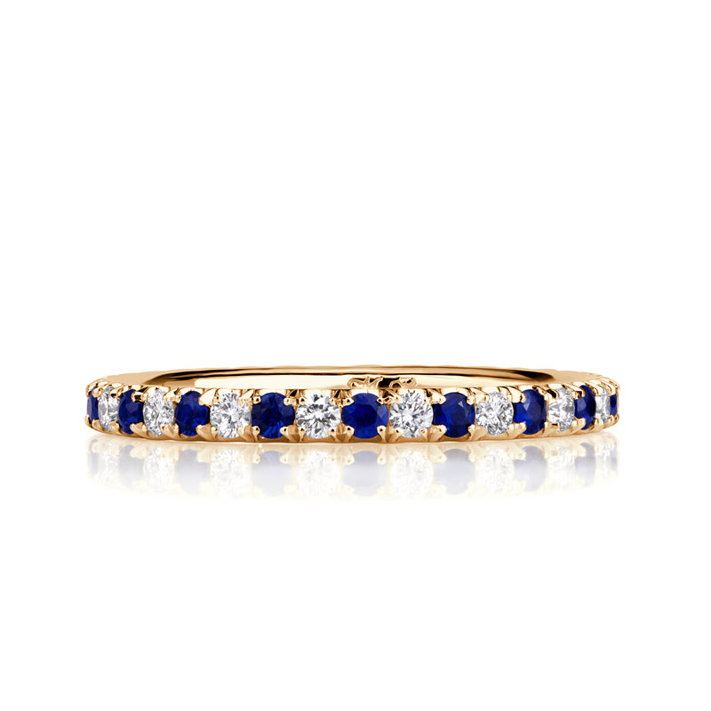 0.71ct Sapphire and Diamond Eternity Band in 18K Champagne Yellow Gold