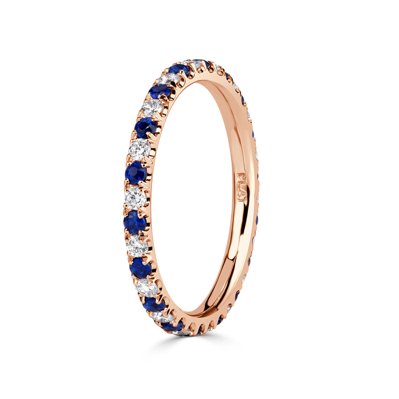 0.71ct Sapphire and Diamond Eternity Band in 18K Rose Gold