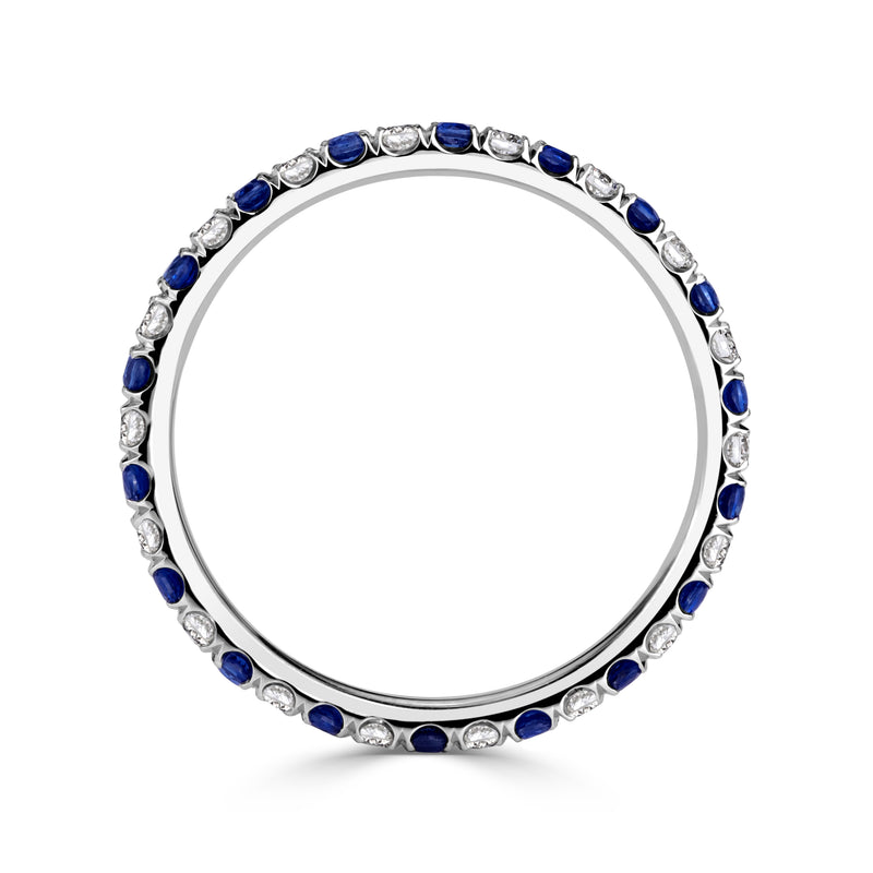 0.71ct Sapphire and Diamond Eternity Band in 18K White Gold