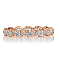 1.05ct Marquise Cut Diamond Bezel Set Eternity Band in 18k Rose Gold
