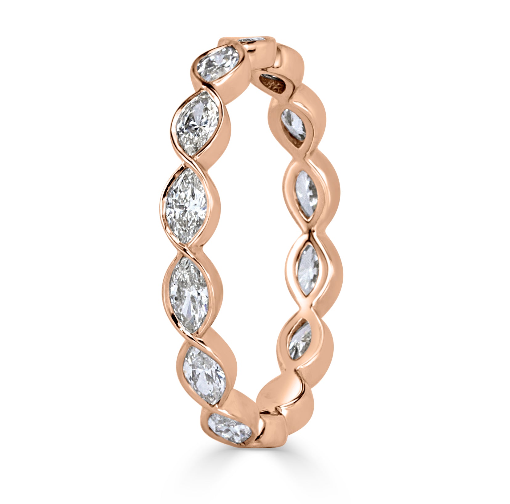 1.05ct Marquise Cut Diamond Bezel Set Eternity Band in 18k Rose Gold