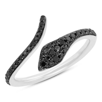 0.20ct Fancy Black Diamond Snake Ring in 14k White Gold