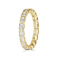 1.71ct Emerald Cut Diamond Bezel Set Eternity Band in 18K Yellow Gold