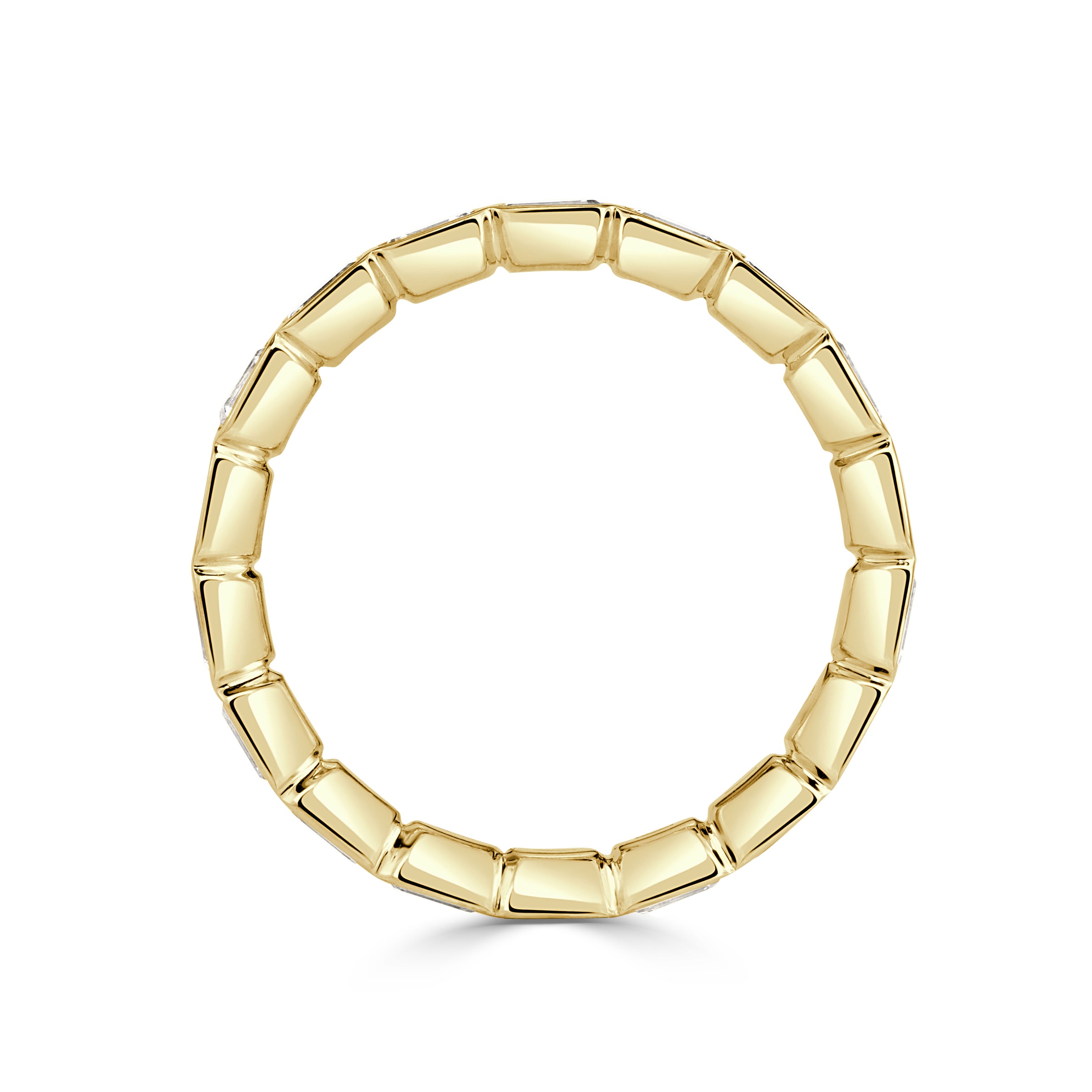 1.71ct Emerald Cut Diamond Bezel Set Eternity Band in 18K Yellow Gold