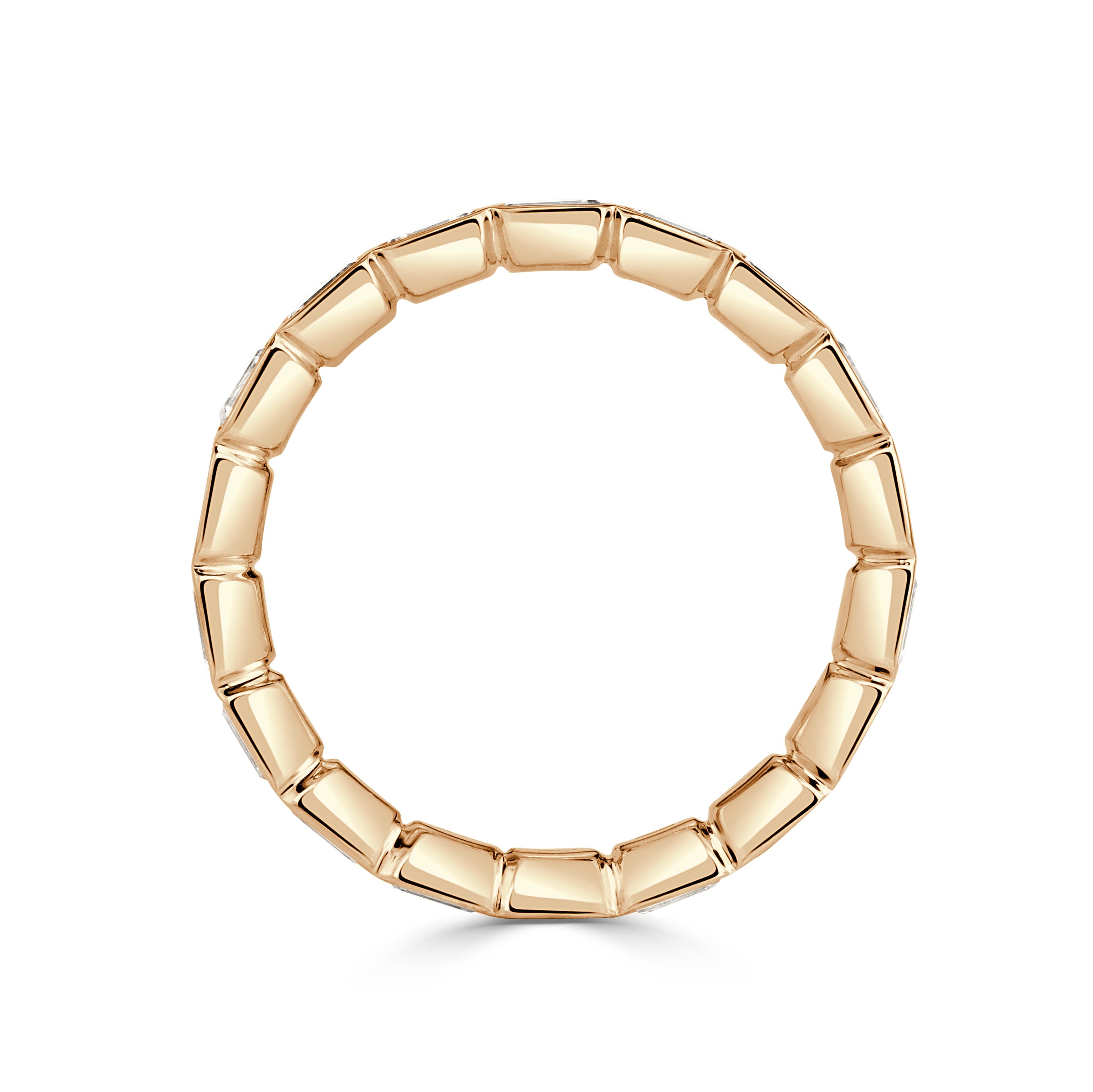 1.71ct Emerald Cut Diamond Bezel Set Eternity Band in 18K Champagne Yellow Gold