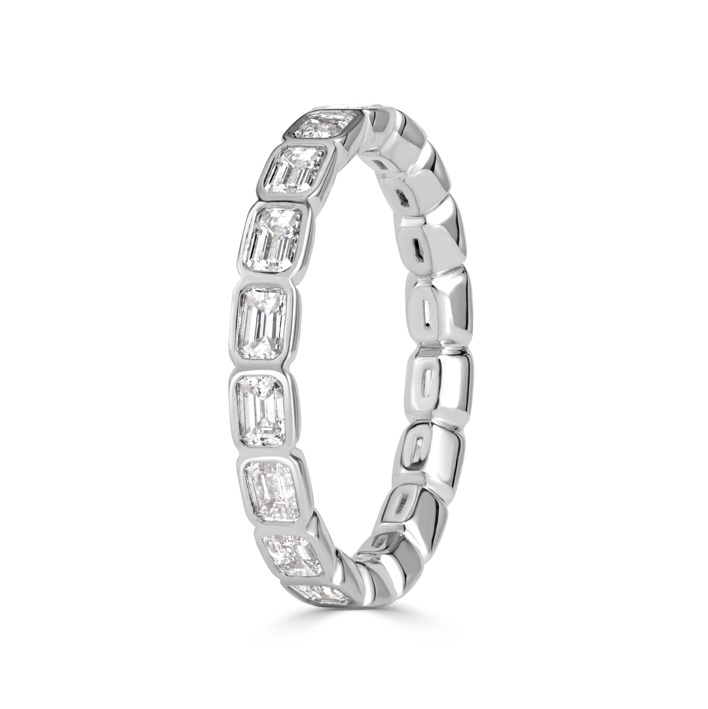 1.71ct Emerald Cut Diamond Bezel Set Eternity Band in Platinum