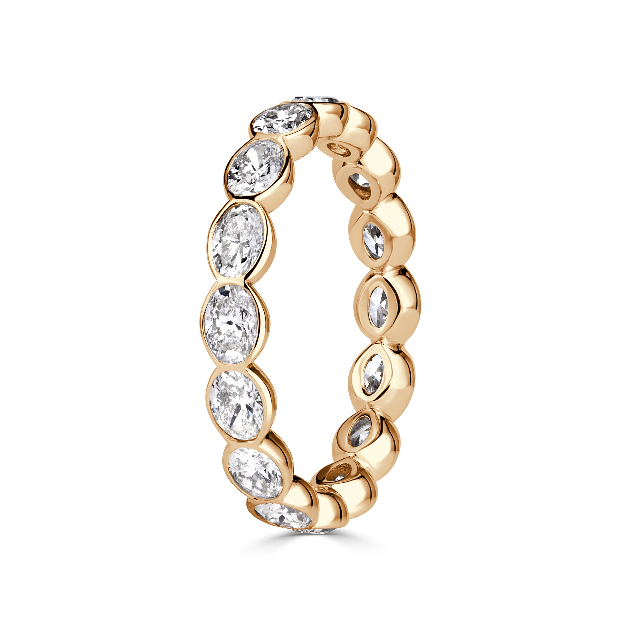 2.24ct Oval Cut Diamond Bezel Set Eternity Band in 18K Champagne Yellow Gold