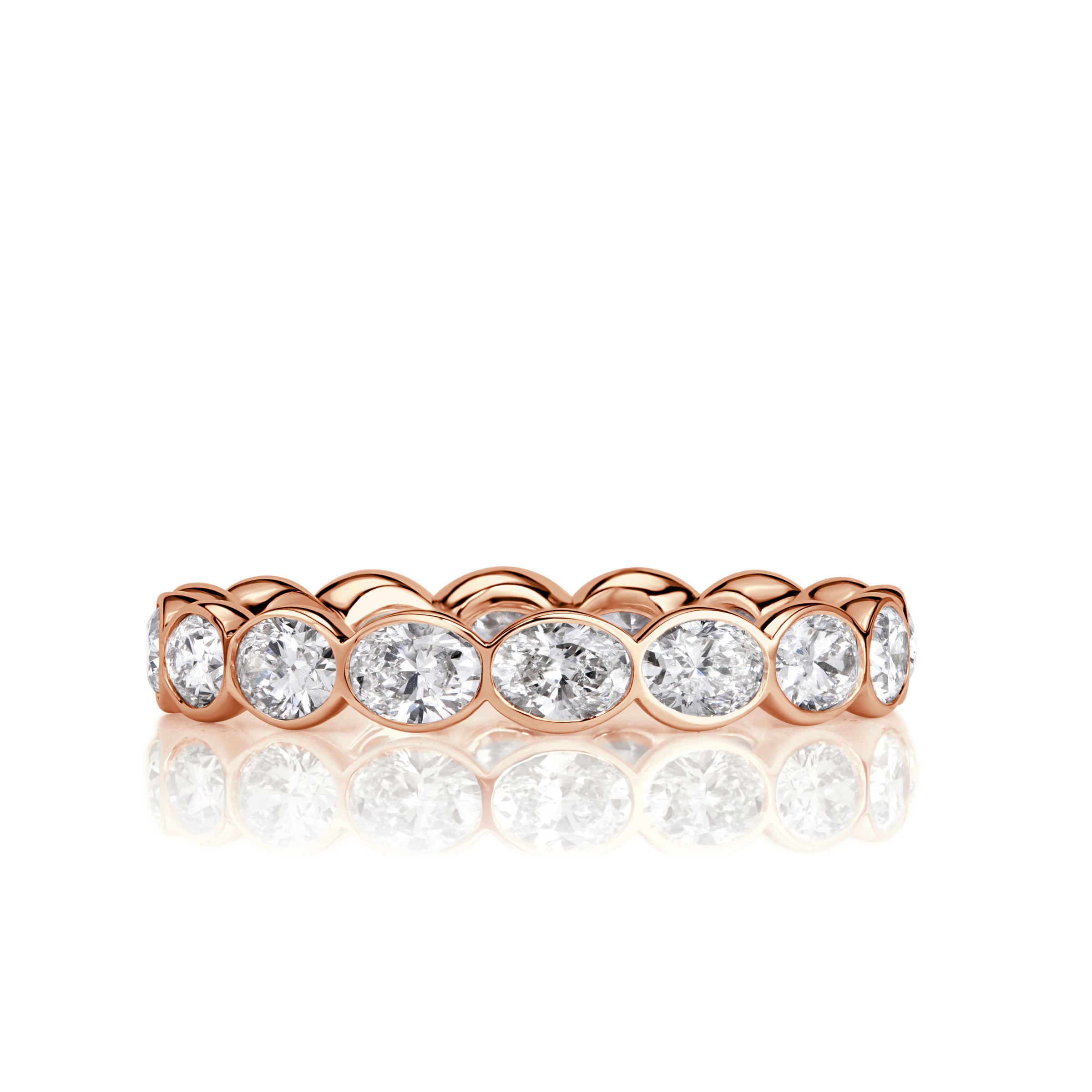 2.24ct Oval Cut Diamond Bezel Set Eternity Band in 18K Rose Gold
