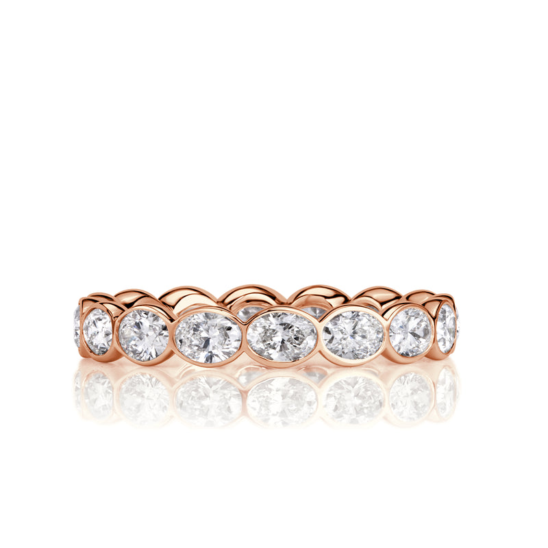 2.24ct Oval Cut Diamond Bezel Set Eternity Band in 18K Rose Gold