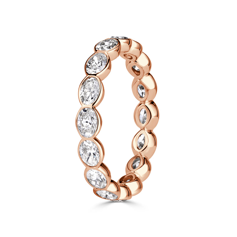 2.24ct Oval Cut Diamond Bezel Set Eternity Band in 18K Rose Gold