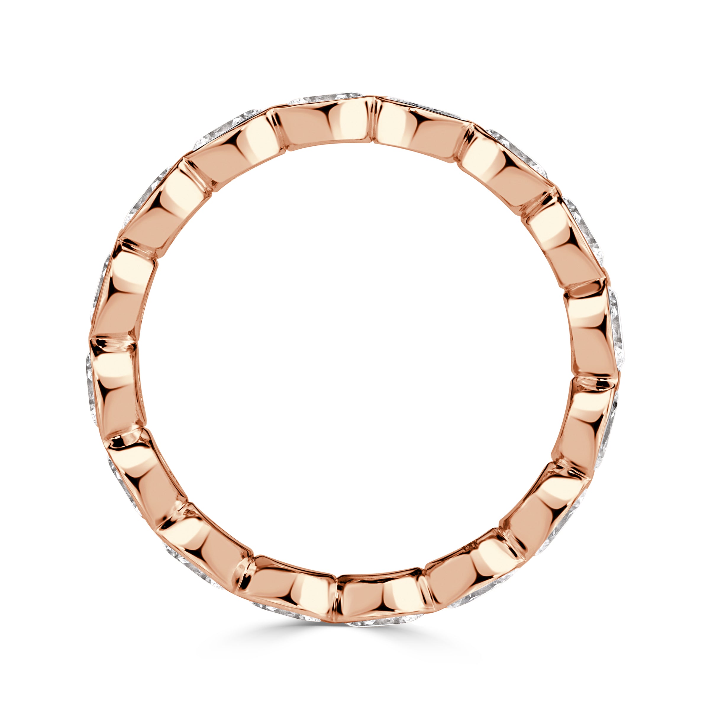 2.24ct Oval Cut Diamond Bezel Set Eternity Band in 18K Rose Gold