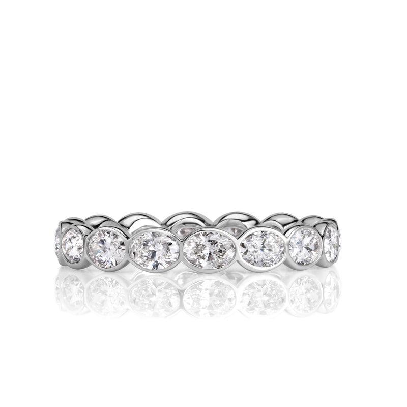 2.24ct Oval Cut Diamond Bezel Set Eternity Band in 18K White Gold