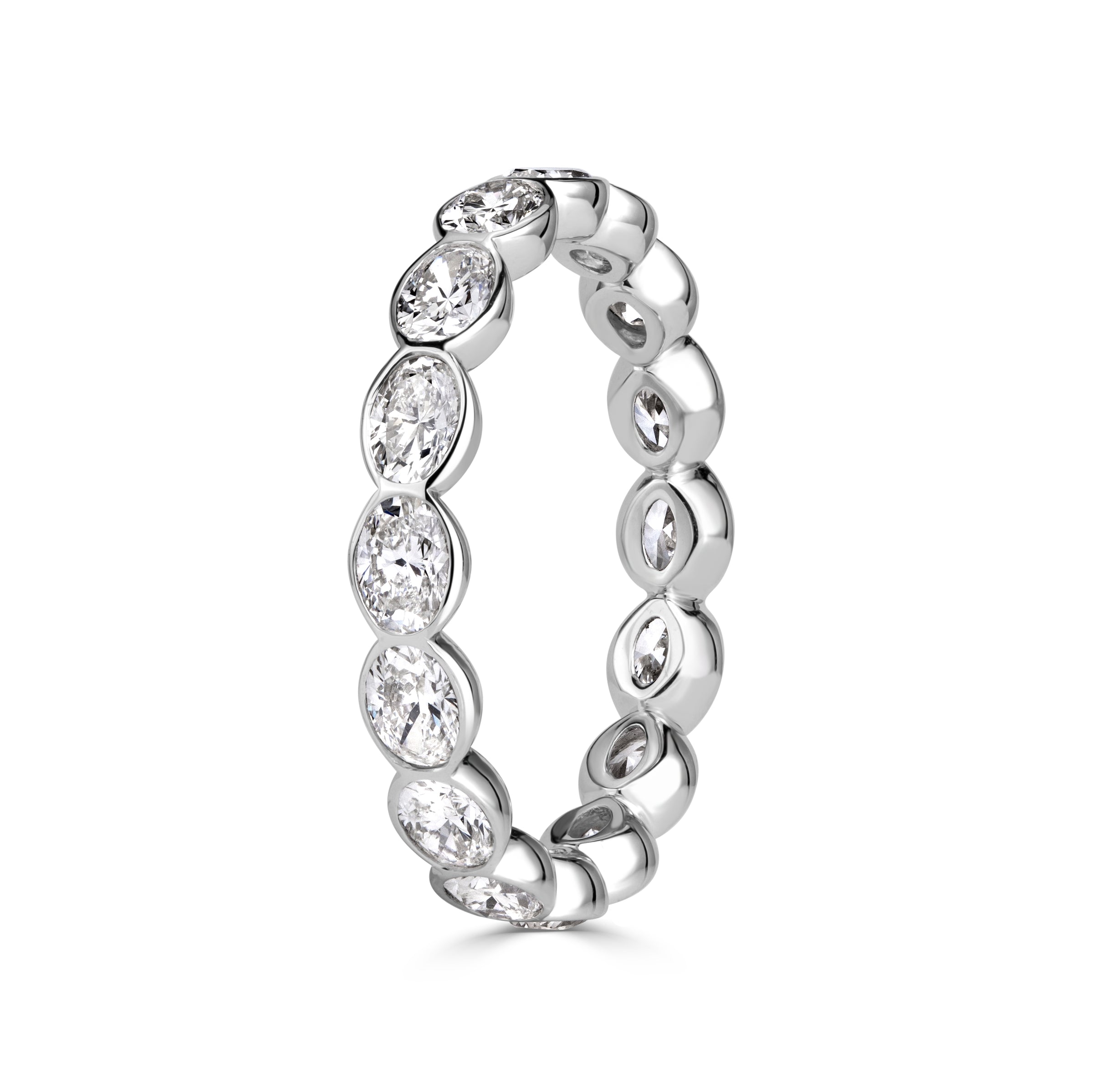 2.24ct Oval Cut Diamond Bezel Set Eternity Band in 18K White Gold