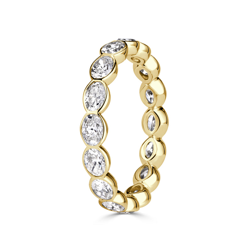 2.24ct Oval Cut Diamond Bezel Set Eternity Band in 18K Yellow Gold