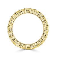 4.46ct Fancy Yellow Radiant Cut Diamond Eternity Band in 18K Yellow Gold