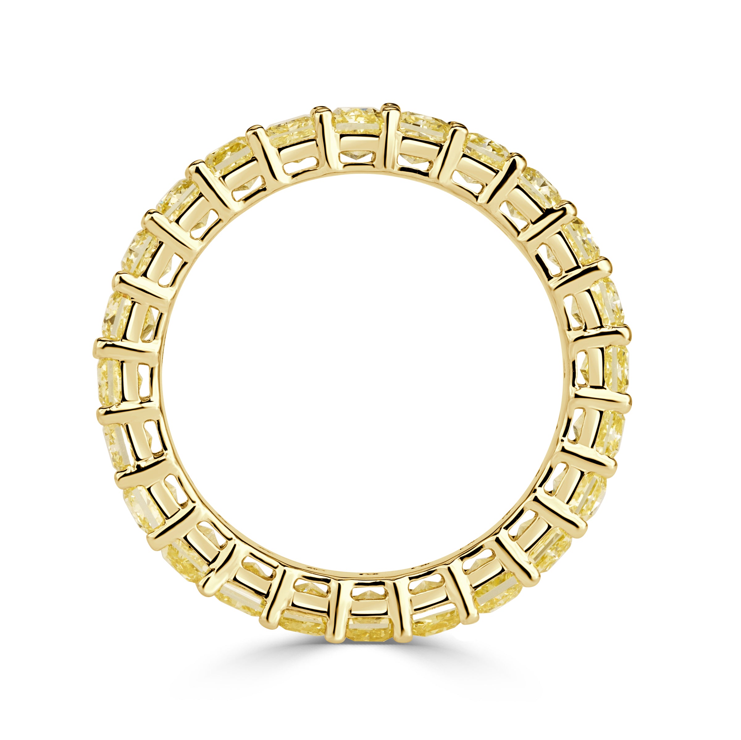 4.46ct Fancy Yellow Radiant Cut Diamond Eternity Band in 18K Yellow Gold