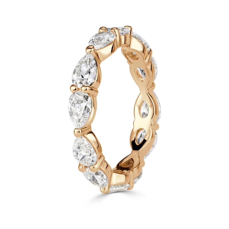 2.37ct Pear Shaped Diamond Eternity Band in 18K Champagne Yellow Gold