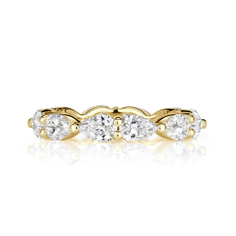 2.37ct Pear Shaped Diamond Eternity Band in 18K Yellow Gold