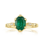 1.28ct Oval Cut Green Emerald Engagement Ring