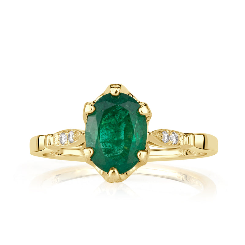 Oval Cut Green Emerald Engagement Ring – Mark Broumand