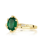 1.28ct Oval Cut Green Emerald Engagement Ring