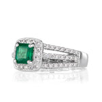 1.66ct Emerald Cut Green Emerald Engagement Ring