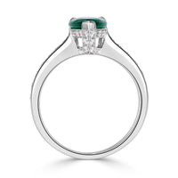 2.10ct Pear Shaped Green Emerald Engagement Ring