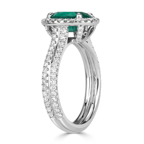 2.60ct Oval Cut Green Emerald Engagement Ring