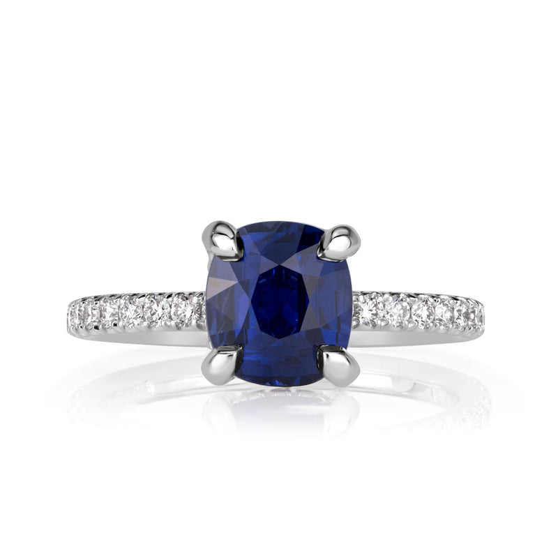 2.66ct Blue Sapphire Cushion Cut Engagement Ring