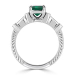 1.86ct Emerald Cut Green Emerald Engagement Ring