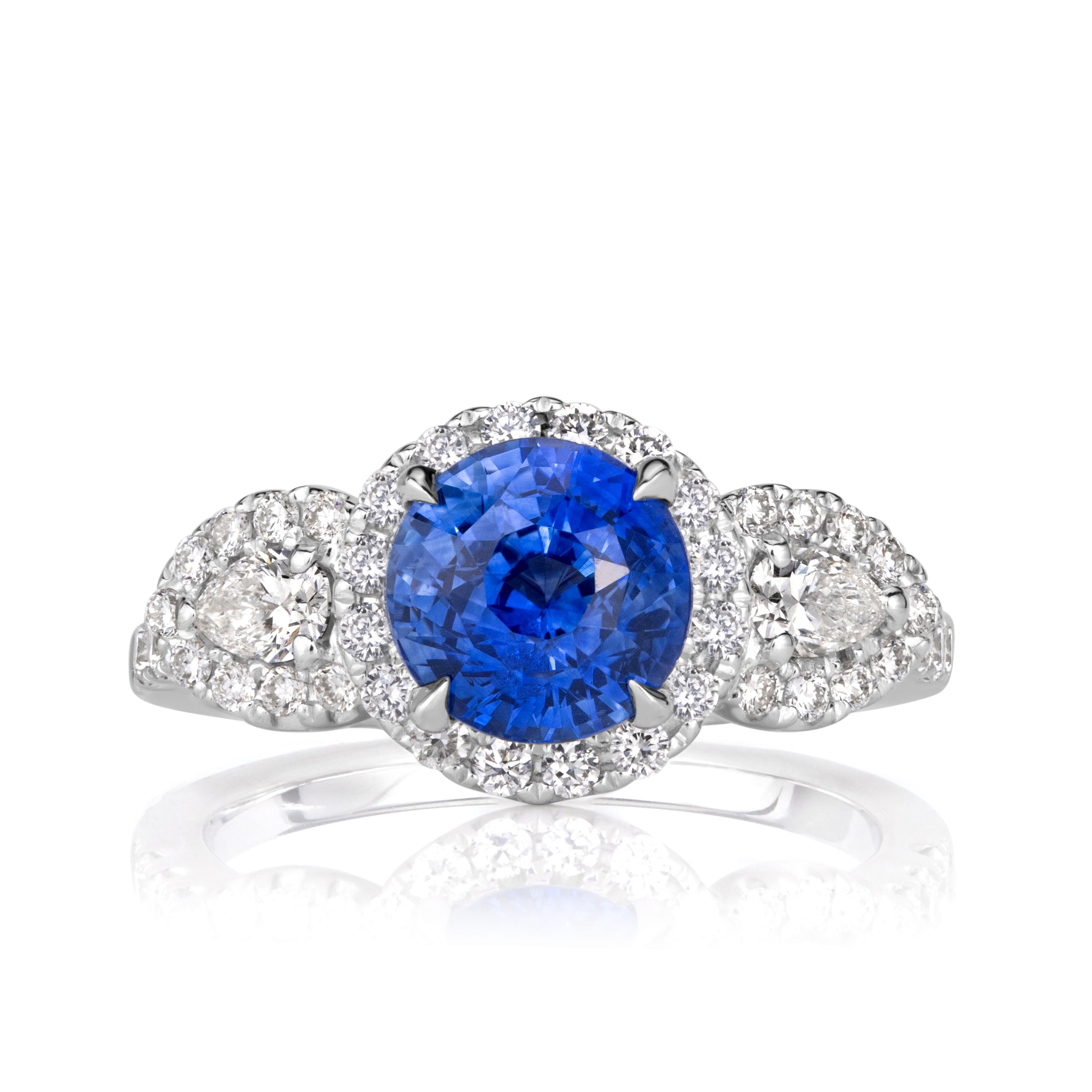 Round Brilliant Cut Blue Sapphire Engagement Ring – Mark