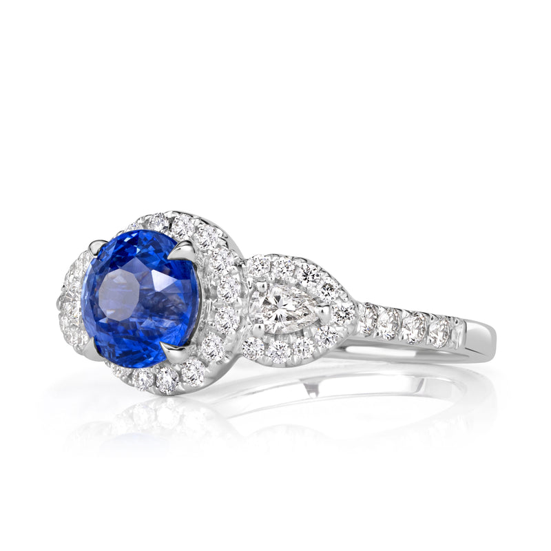 3.22ct Round Brilliant Cut Blue Sapphire Engagement Ring