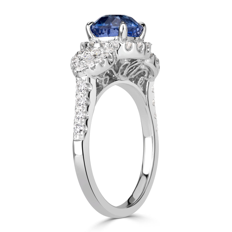 3.22ct Round Brilliant Cut Blue Sapphire Engagement Ring