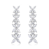 3.86ct Marquise Cut and Round Brilliant Cut Diamond Floral Dangle Earrings in 18K White Gold