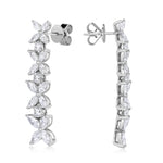 3.86ct Marquise Cut and Round Brilliant Cut Diamond Floral Drop Earrings in 18K White Gold