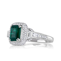 2.38ct Emerald Cut Green Emerald Engagement Ring