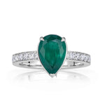 2.59ct Pear Shaped Green Emerald Engagement Ring